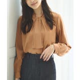 A長袖/オレンジベージュ(DYR) | 選べるデザイン フロントタックボウタイブラウス[長袖/半袖] | RUIRUE BOUTIQUE