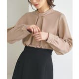 A長袖/ピンクベージュ(PPN) | 選べるデザイン フロントタックボウタイブラウス[長袖/半袖] | RUIRUE BOUTIQUE