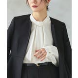 A長袖/ホワイト(WH) | 選べるデザイン フロントタックボウタイブラウス[長袖/半袖] | RUIRUE BOUTIQUE