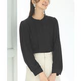 ブラック(BL) | バンドカラータックブラウス | RUIRUE BOUTIQUE