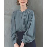 アッシュターコイズ(DGR) | バンドカラータックブラウス | RUIRUE BOUTIQUE