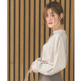 ライトベージュ(PBE) | バンドカラータックブラウス | RUIRUE BOUTIQUE