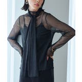 ブラック(BL) | ラメチュール シアートップス(ボウタイ付) | RUIRUE BOUTIQUE