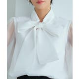 タックスタンドカラー オーガンジーシアーボウタイブラウス | RUIRUE BOUTIQUE | 詳細画像14