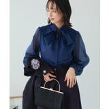 タックスタンドカラー オーガンジーシアーボウタイブラウス | RUIRUE BOUTIQUE | 詳細画像17