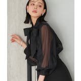 タックスタンドカラー オーガンジーシアーボウタイブラウス | RUIRUE BOUTIQUE | 詳細画像2