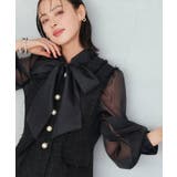 タックスタンドカラー オーガンジーシアーボウタイブラウス | RUIRUE BOUTIQUE | 詳細画像3