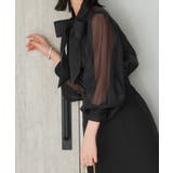 タックスタンドカラー オーガンジーシアーボウタイブラウス | RUIRUE BOUTIQUE | 詳細画像8