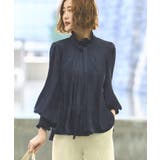 ネイビー(NE) | クラシカルフリル＆タックボウタイブラウス | RUIRUE BOUTIQUE