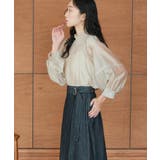 サンドベージュ(BE) | シアーボリュームバックリボンブラウス | RUIRUE BOUTIQUE
