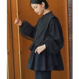 ブラック(BL) | チュールMIXペプラムデザインシャツブラウス | RUIRUE BOUTIQUE