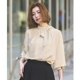 ライトベージュ(PBE) | 【洗える】サイドボウタイブラウス | RUIRUE BOUTIQUE