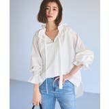 オフホワイト(WH) | リボンギャザー襟ラグランスリーブトップス | RUIRUE BOUTIQUE
