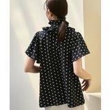 【洗える】選べる素材(シアー無地/ドット)フリルスタンドカラーブラウス | RUIRUE BOUTIQUE | 詳細画像11