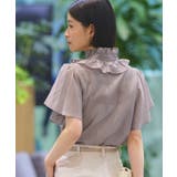 【洗える】選べる素材(シアー無地/ドット)フリルスタンドカラーブラウス | RUIRUE BOUTIQUE | 詳細画像14