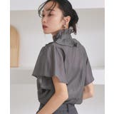 【洗える】選べる素材(シアー無地/ドット)フリルスタンドカラーブラウス | RUIRUE BOUTIQUE | 詳細画像6