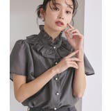 【洗える】選べる素材(シアー無地/ドット)フリルスタンドカラーブラウス | RUIRUE BOUTIQUE | 詳細画像8