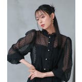 ブラック(BL) | ドットシフォンピンタックブラウス | RUIRUE BOUTIQUE