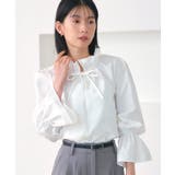 オフホワイト(WH) | 【洗える】パールボタン フリルブラウス | RUIRUE BOUTIQUE