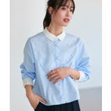 サックス(PBU) | パールドットクロップドシャツ | RUIRUE BOUTIQUE