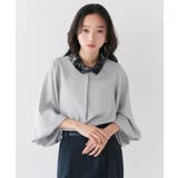 ライトグレー(PGY) | 洗える配色レースカラーブラウス | RUIRUE BOUTIQUE