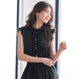 ブラック(BL) | フリルカラー×グログランリボンパールブラウス | RUIRUE BOUTIQUE
