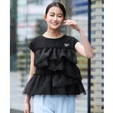 ブラック(BL) | シアードット×チュール デザイントップス | RUIRUE BOUTIQUE