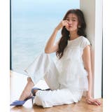 ホワイト(WH) | シアードット×チュール デザイントップス | RUIRUE BOUTIQUE