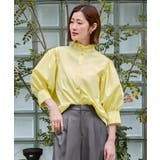 イエロー(PYE) | 洗える フリルスタンドカラー・オーバーブラウス | RUIRUE BOUTIQUE