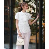 ホワイト(WH) | 2WAYリボンフラワーモチーフレースブラウス | RUIRUE BOUTIQUE
