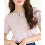 ピンク(PPN) | 【洗える】ドレスTシャツ(ビジューリボン) | RUIRUE BOUTIQUE