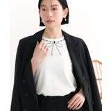 ホワイト(WH) | 【洗える】ドレスTシャツ(ビジューリボン) | RUIRUE BOUTIQUE