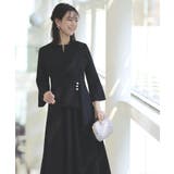 ブラック(BL) | ウエストパールフレアワンピース | RUIRUE BOUTIQUE