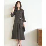 ダークグレー(DGY) | ウエストパールフレアワンピース | RUIRUE BOUTIQUE