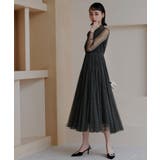 ブラック(BL) | ラメチュールメロウワンピースドレス | RUIRUE BOUTIQUE