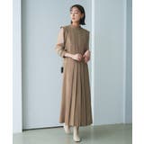 ブラウン(PBR) | シアースリーブプリーツロングワンピース | RUIRUE BOUTIQUE