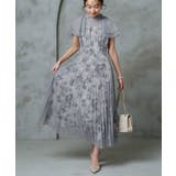 グレー(PGY) | フラワープリントシアーワンピース | RUIRUE BOUTIQUE