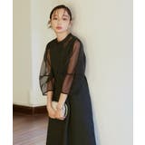 シアーランタンスリーブふくれジャカードドレス | RUIRUE BOUTIQUE | 詳細画像15