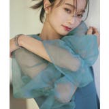 ピーコックブルー(BU) | オーガンジースリーブ フレアワンピースドレス | RUIRUE BOUTIQUE