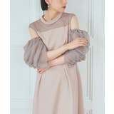 ピンクベージュ(BE) | ギャザーシアースリーブフレアドレス[付け袖] | RUIRUE BOUTIQUE
