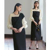ブラック×ベージュ(BLZ) | 3wayドレープリボンシフォンタイトワンピースドレス | RUIRUE BOUTIQUE