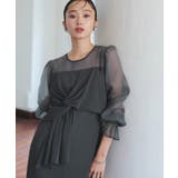 チャコール(DGY) | 3wayドレープリボンシフォンタイトワンピースドレス | RUIRUE BOUTIQUE