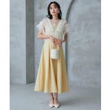ペールイエロー(PYE) | フリルチュールシアートップス&タックフレアドレスセット | RUIRUE BOUTIQUE