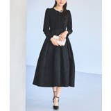 ブラック(BL) | ふくれジャカードドッキングワンピース | RUIRUE BOUTIQUE