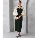 ブラック(BL) | ボリュームスリーブ&ビスチェタイトワンピースドレス | RUIRUE BOUTIQUE