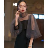 ブラック×グレー(BLZ) | シアードットIラインワンピースドレス | RUIRUE BOUTIQUE