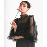 チャコール×ブラック(GYZ) | シアードットIラインワンピースドレス | RUIRUE BOUTIQUE