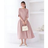 ピンク(PPN) | パールリボンバブルフレアシルエット・ワンピースドレス | RUIRUE BOUTIQUE