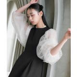 ブラック×ホワイト(BLZ) | パールシアースリーブ フレアワンピースドレス | RUIRUE BOUTIQUE