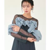 チャコール(DGY) | ボリュームラッフルフレアワンピースドレス | RUIRUE BOUTIQUE